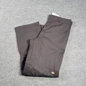 Dickies Pants Mens 36x32 Black Chino Straight Flat Front Loose Fit Work